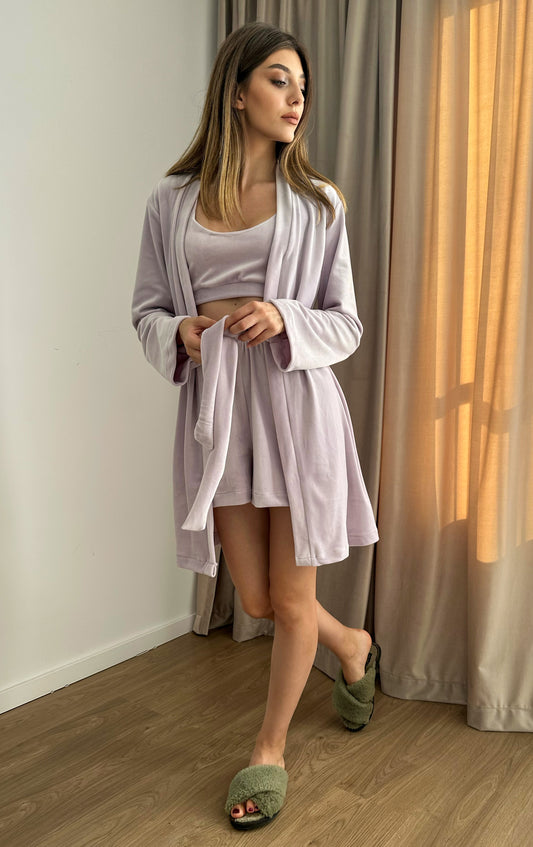 Set pijama cu halat de catifea Giulia