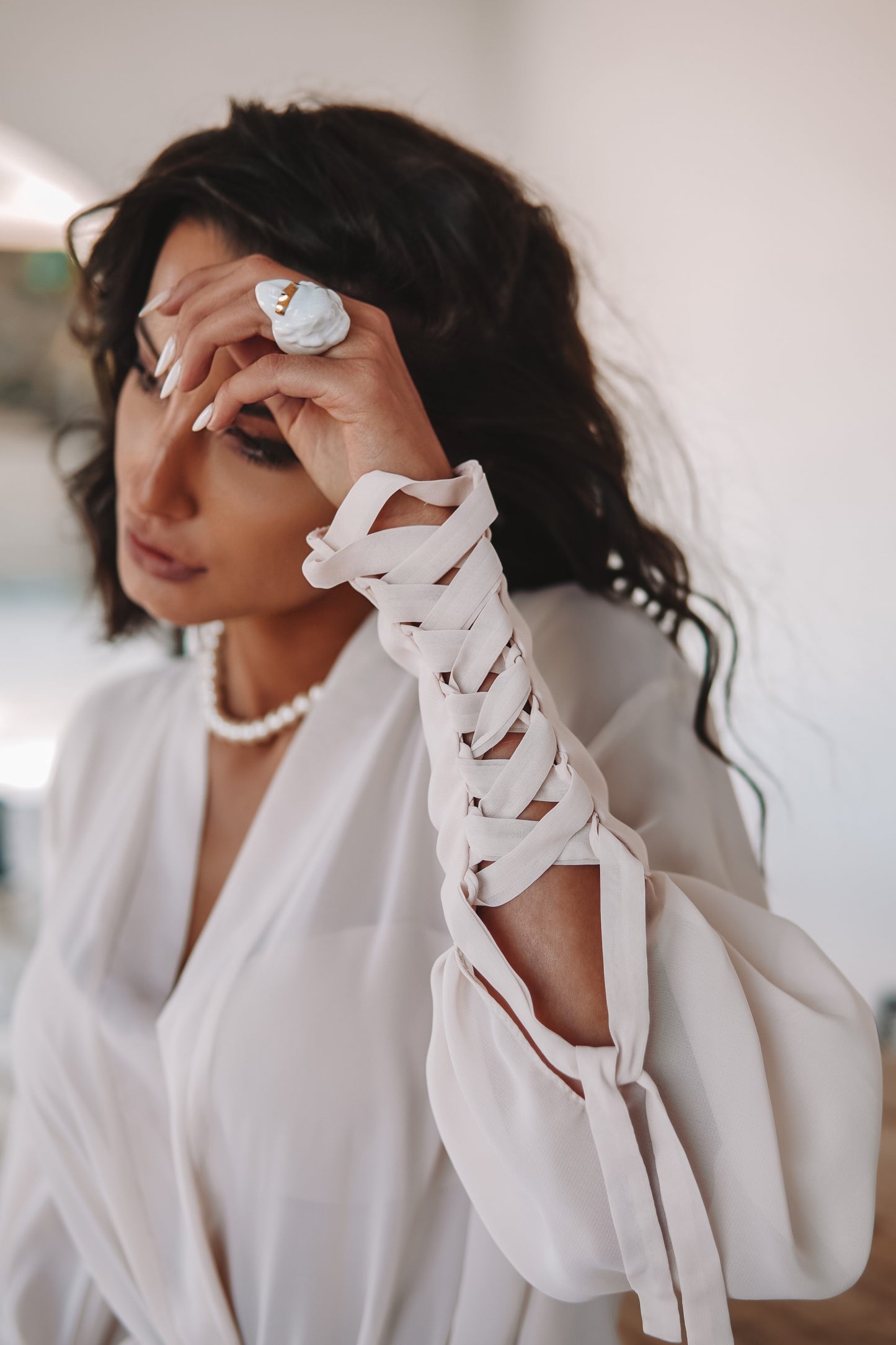 Halat de plajă scurt din voal Briseis