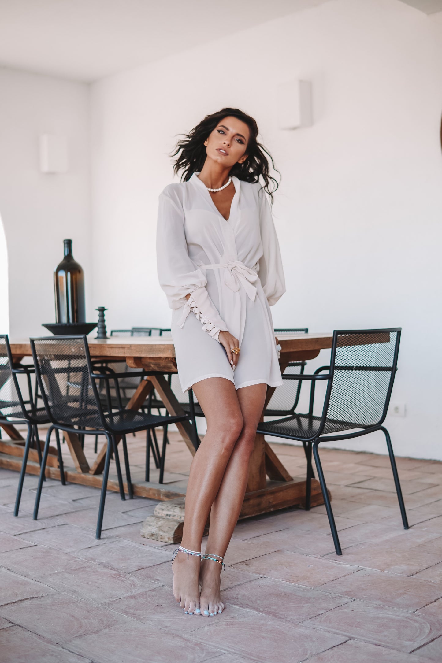 Halat de plajă scurt din voal Briseis