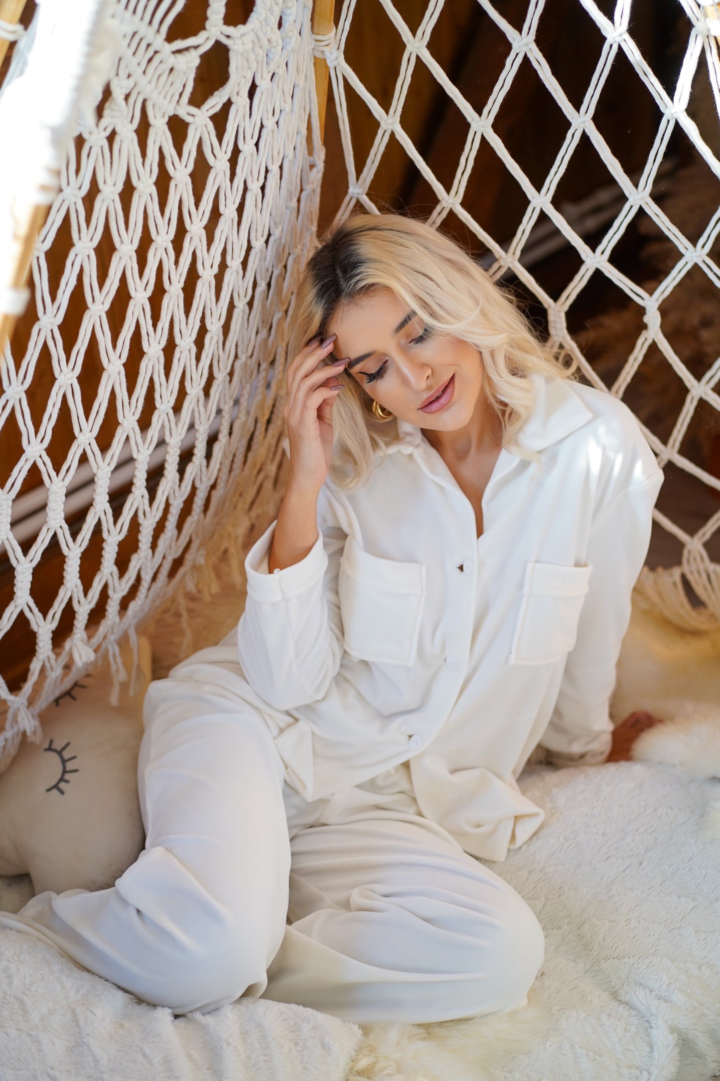 Pijama scurtă din catifea supersoft Ive