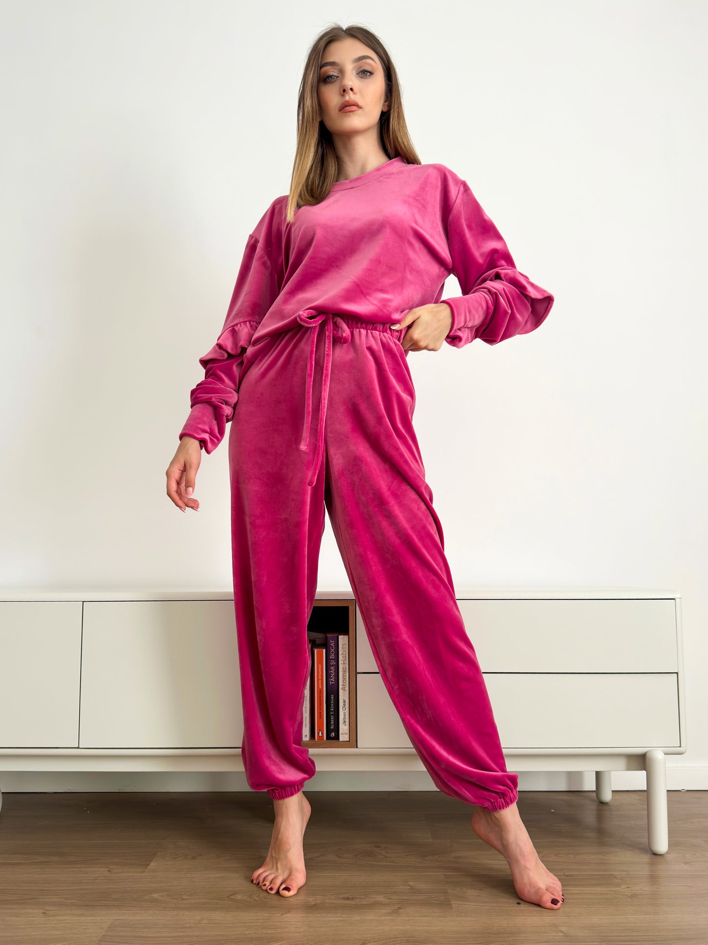 Pijama de catifea cu volan Coco